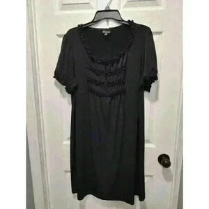 EnFocus Dress Womens Size 18W Ruffle Short Sleeve Polyester Blend Black Pullover